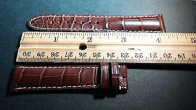 Montblanc Alligator Watch Band 19/17mm BROWN Regular Padded SWISS MADE • $255