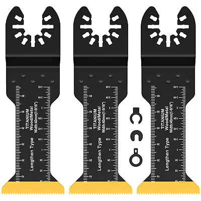 3Pcs Extra-Long Titanium Bi-Metal Oscillating Saw Blade Set Multitool Blades↩ • £8.64