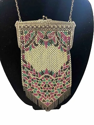 1920’s Antique Vintage Mandalian Art Deco Mosaic Enamel Mesh Purse Clutch • $75