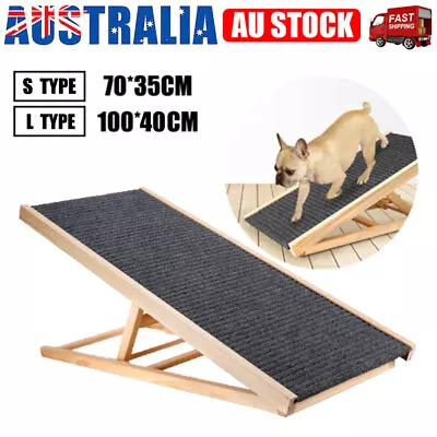 Foldable Dog Pet Ramp Adjustable Height Dogs Stairs For Bed Sofa Car 70cm/100cm • $47.95