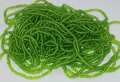 Transparent Lime Green Glass Vintage Czech Seed Beads 11/0 Full Hank • $7.50