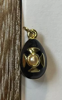Vintage Joan Rivers Faberge Egg Inspired Maltese Cross Faux Pearl Black Charm • $4.99
