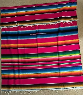 Vintage Mexican Serape Saltillo Style Blanket 80 X 55 1960 • $59.99