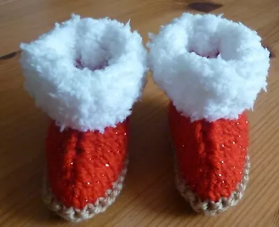 £4.50 • Buy KNITTED HAND MADE BABY SNUGGLE UGG BOOTIES BOOTS 3 SIZE OPTIONS - Baby Shower