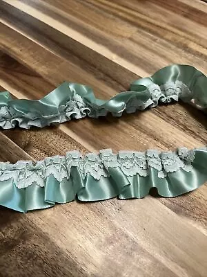 Antique Vintage Ruffle Lace Trim In Mint • $5.99