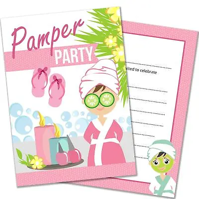 20 X PAMPER PARTY INVITES. DOUBLE SIDE INVITATIONS WITH ENVELOPES • £5.99