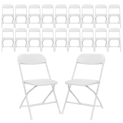 50x Outdoor/Indoor Folding Plastic Chair Set Steel Frame Chairs Limited 350 Lbs • $708.99