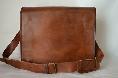 Handmade World Leather Messenger Bag 18 Inch Brown Air Cabin Briefcase Leather C • $56.06