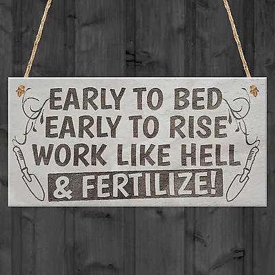 £3.99 • Buy Fertilize! Gardening Allotment Garden Shed Gift Hanging Plaque Home Sign Wood