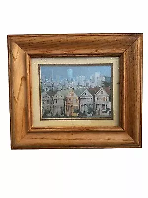 Vintage Foil Art Framed San Francisco Painted Ladies And Cityscape • $30