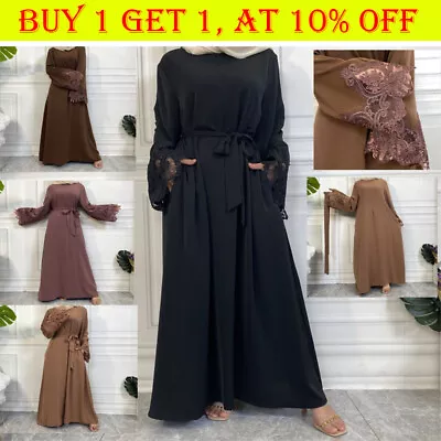 Women Abaya Jilbab Kaftan Long Muslim Dress Dubai Abayas Cardigan Robe Maxi • £27.59