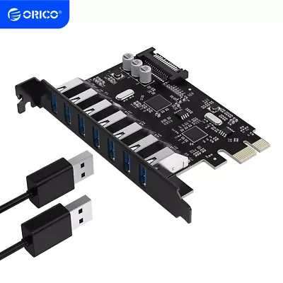 ORICO USB3.0 PCI-E Expansion Card Adapter 7Ports Hub Adapter External Controller • $19.44