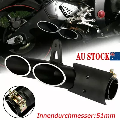 38-51mm Dual Outlet Motorcycle Exhaust Muffler Tail Pipe For Yamaha YZF-R6 Black • $88.99