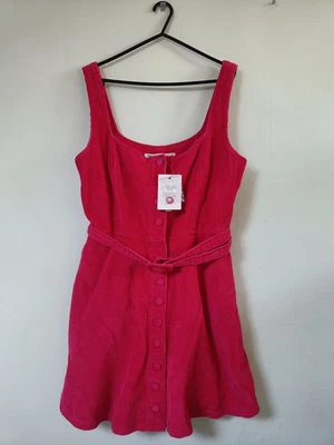 £12 • Buy ASOS Corduroy Pinafore Dress Raspberry Pink Size 14 BNWT