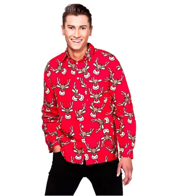 SALE Wicked Christmas Reindeer Shirt Men's Fancy Dress Costume • £7.99