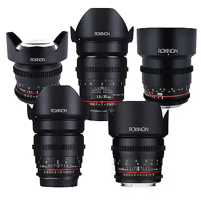 Rokinon Cine DS Full Cine Lens Kit F/ Canon EF- 50mm + 35mm + 24mm + 85mm + 14mm • $1999