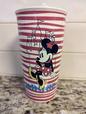 Disney Minnie Mouse Ceramic Travel Mug Tumbler With Lid - Pink- Blue Lid New • $10