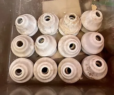 LOT OF 24 ANTIQUE WHITE PORCELAIN BATHROOM Faucet Escutcheons • $135.99