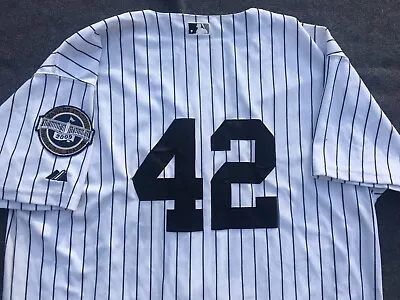 New York Yankees Mariano Rivera #42 Jersey Majestic Vtg Stadium Inaugural Sz 52 • $79.99