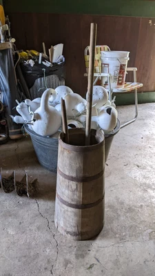 $89 • Buy Antique All Wood Butter Churn With Two Dashers Primitive And Vintage