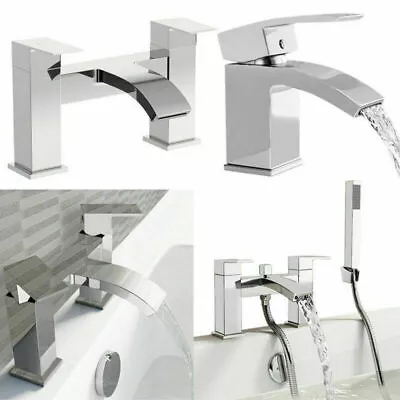 £26.95 • Buy Waterfall Bathroom Taps Chrome Basin Mixer Bath Filler Shower Deck Tap Sets