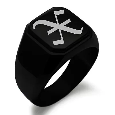 Stainless Steel Monogram Old English Font X Mens Square Biker Style Signet Ring • $15