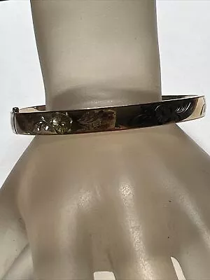 Antique Vintage 12K Gold Filled GF Engrave Hinged Bangle Bracelet • $44