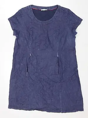 £6 • Buy Kew 159 Womens Blue Cotton Shift Size 16 Round Neck Zip