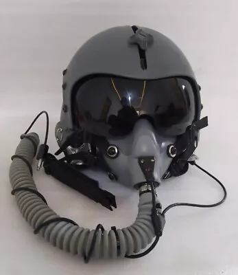 Hgu-33 Plain Grey Fighter Pilot Helmet W/mbu-12 Grey Oxygen Mask Replica +  Bag  • $650