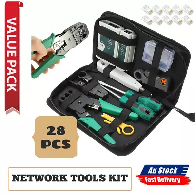 28X Analyzer Network Cable Tool Kit LAN Crimper Down Wire Stripper Cat5 6 RJ45 • $20.99