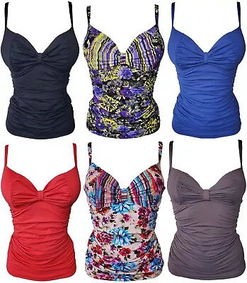 Womens Tankini Ladies Swimwear Bikini Top 10 12 14 16 UW Cup B/C D/DD E/F Size • £14