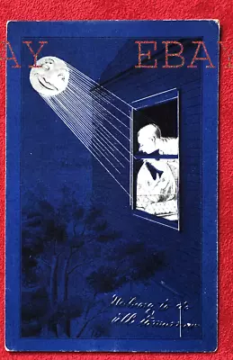 Rare Horina Cobalt The Man In The Moon Nothing To Do Till Tomorrow Litho Postcar • $16