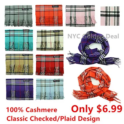 100% CASHMERE Scarf Made In Scotland Wool Tartan CHECKED PLAID Super Warm Soft • $7.44