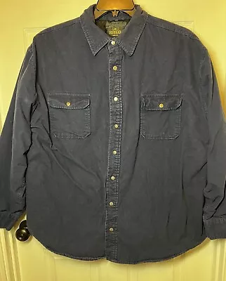 RedHead Mens 2XL Flannel Type Shirt Jacket Shacket Blue Insulated Heavy Button • $20