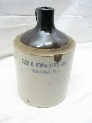 Small John Monaghan's Sons Shenandoah PA 1 Qt Stoneware Jug Crock • $129.99