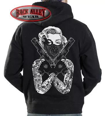 $19.99 • Buy Marilyn Monroe Gangster W/ Guns HOODIE SWEATSHIRT M-3XL Tattoos Bandana OG