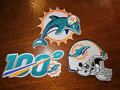 Lot Of 3- Miami Dolphins Nfl Football Iron On Embroidered Patches • $9.99