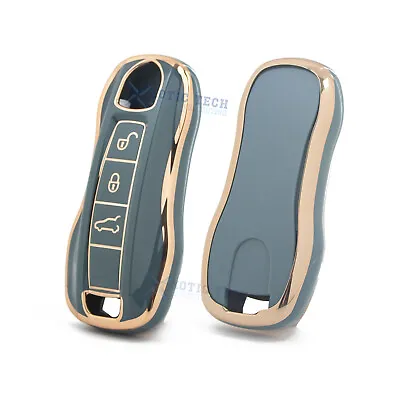 Set Gray TPU Full Seal Smart Key Fob Holder For Porsche Taycan 911 Carrera 2020+ • $15.97