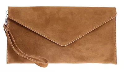 £15.99 • Buy Women's Genuine Italian  Suede Leather Envelope Rebecca Clutch Bag/  Prom Party 