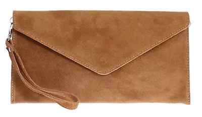 Women's Genuine Italian  Suede Leather Envelope Rebecca Clutch Bag/  Prom Party  • £15.99