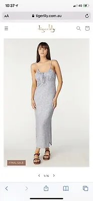 $45 • Buy Tigerlilly  Aurora Hazel Midi Dress - Dusty Blue Size 14