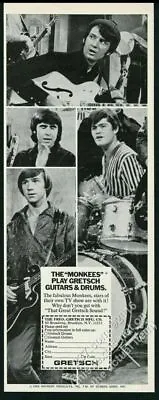 1967 The Monkees 4 Photo Gretsch Guitar Drum Set Drums Vintage Print Ad • $37