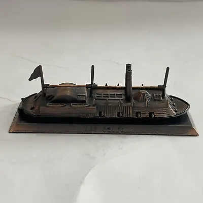 Vintage Metal U.S.S. Cairo Souvenir Ship W/Metal Stand-Ironclad Civil War E11 • $24.99