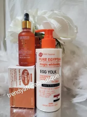 3pcs Pure Egyptian Magik Whitening Egg Yolk Lotion Gold Serum Face & Body Soap • $79.99