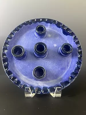 Vtg McCarty Pottery 5 Pipe Candle Plate Cobalt Glaze Early 70s Lee McCarty • $185