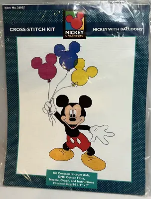 Disney Mickey Unlimited Mickey With Balloons 36001 Counted Cross Stitch Kit New! • $9.95