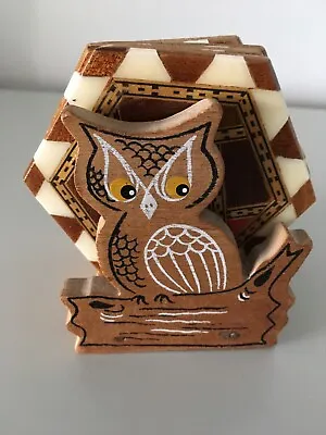 £4.78 • Buy Coaster Set - Wooden Owl Stand