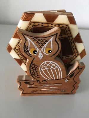 £4.78 • Buy Coaster Set - Wooden Owl Stand