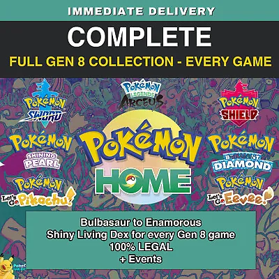 $59.99 • Buy ✨ Pokémon HOME EVERY Shiny Living Pokedex COMPLETE - FOR ALL GEN 8 GAMES!