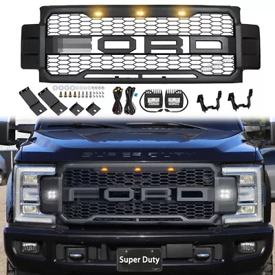 Grill For 2017-2019 Ford F250 F350 Super Duty Raptor Style Front Grille W/LED< • $198.89